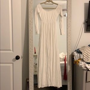 White Ivory Floor Length Pink Blush Dress